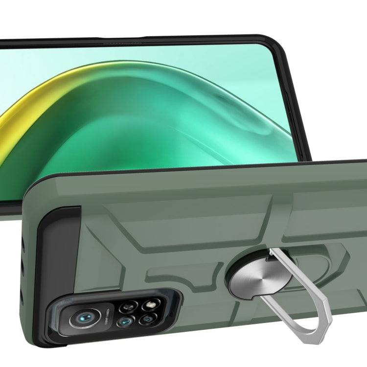 For Xiaomi Mi 10T/ 10T Pro / Redmi K30S War-god Armor TPU + PC Shockproof Magnetic Protective Case with Ring Holder