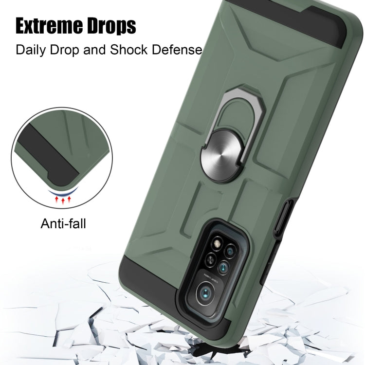 For Xiaomi Mi 10T/ 10T Pro / Redmi K30S War-god Armor TPU + PC Shockproof Magnetic Protective Case with Ring Holder