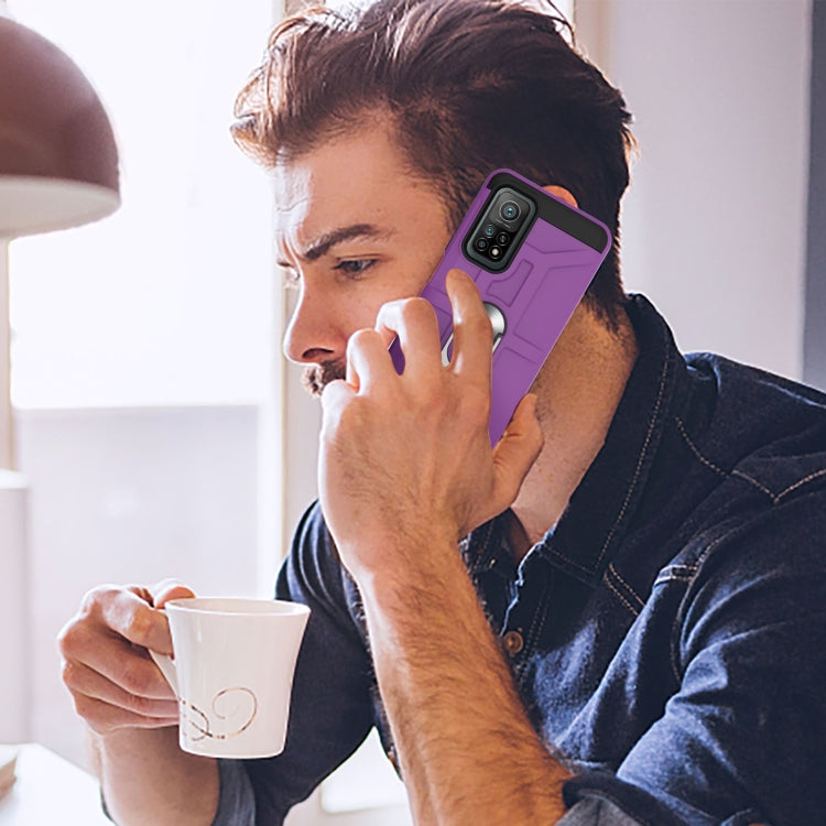 For Xiaomi Mi 10T/ 10T Pro / Redmi K30S War-god Armor TPU + PC Shockproof Magnetic Protective Case with Ring Holder