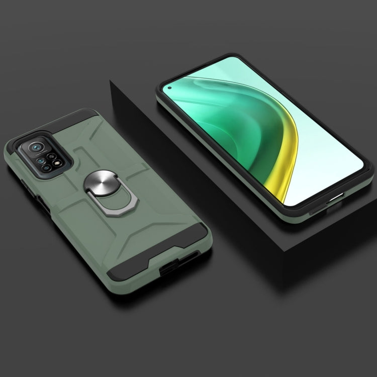 For Xiaomi Mi 10T/ 10T Pro / Redmi K30S War-god Armor TPU + PC Shockproof Magnetic Protective Case with Ring Holder