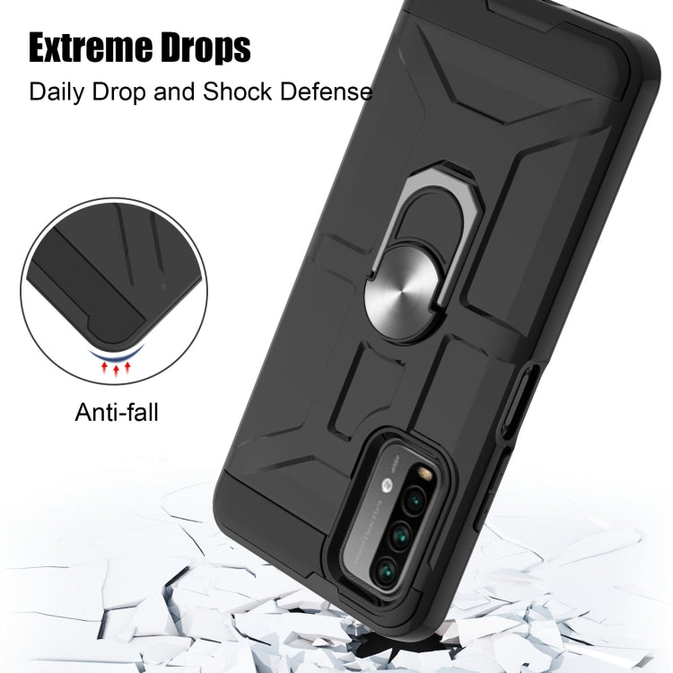 For Xiaomi Redmi 9 Power / Note 9 4G / Poco M3 War-god Armor TPU + PC Shockproof Magnetic Protective Case with Ring Holder