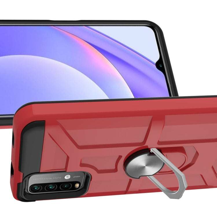For Xiaomi Redmi 9 Power / Note 9 4G / Poco M3 War-god Armor TPU + PC Shockproof Magnetic Protective Case with Ring Holder