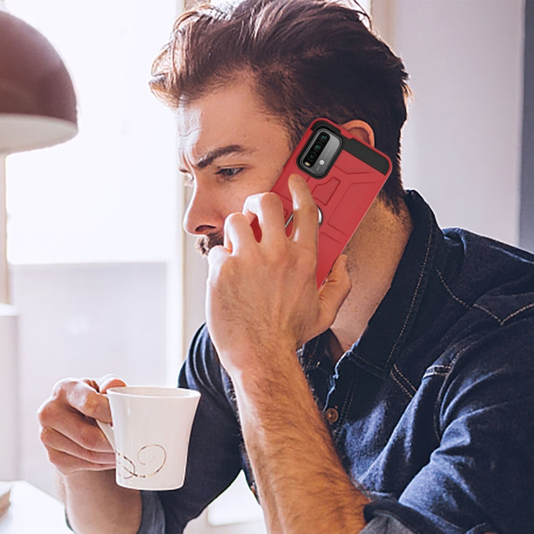 For Xiaomi Redmi 9 Power / Note 9 4G / Poco M3 War-god Armor TPU + PC Shockproof Magnetic Protective Case with Ring Holder