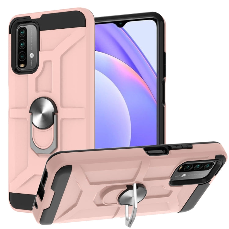 For Xiaomi Redmi 9 Power / Note 9 4G / Poco M3 War-god Armor TPU + PC Shockproof Magnetic Protective Case with Ring Holder