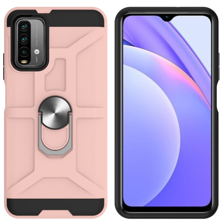 For Xiaomi Redmi 9 Power / Note 9 4G / Poco M3 War-god Armor TPU + PC Shockproof Magnetic Protective Case with Ring Holder