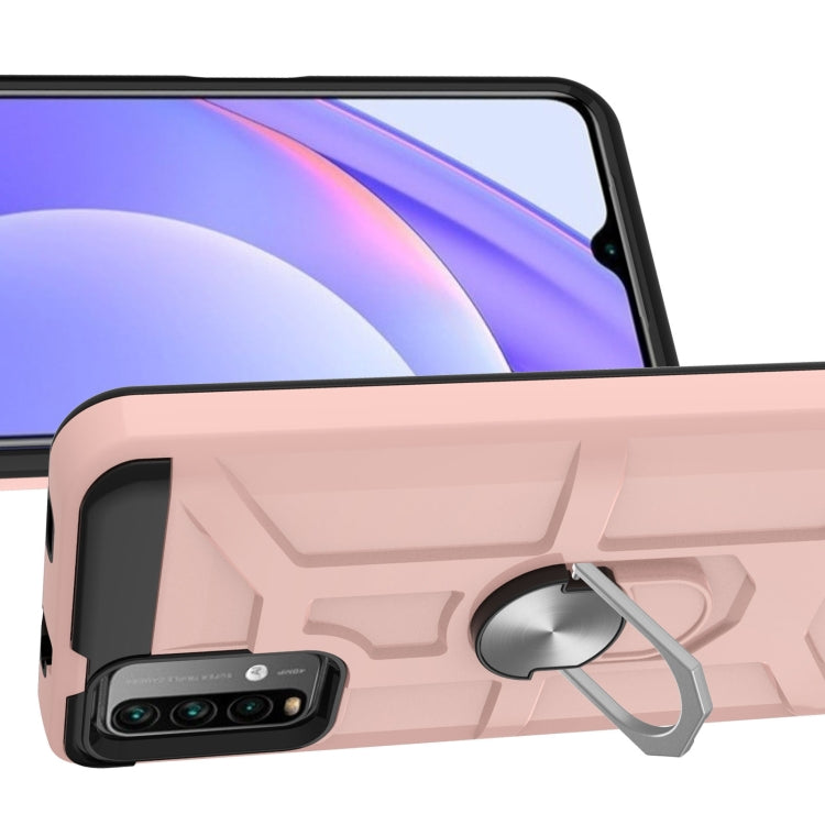 For Xiaomi Redmi 9 Power / Note 9 4G / Poco M3 War-god Armor TPU + PC Shockproof Magnetic Protective Case with Ring Holder