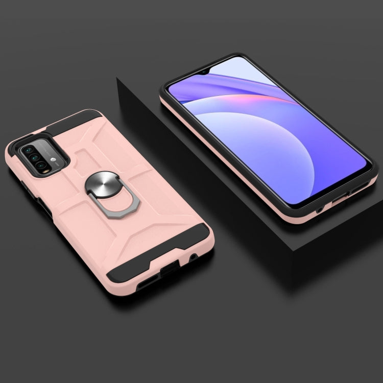 For Xiaomi Redmi 9 Power / Note 9 4G / Poco M3 War-god Armor TPU + PC Shockproof Magnetic Protective Case with Ring Holder