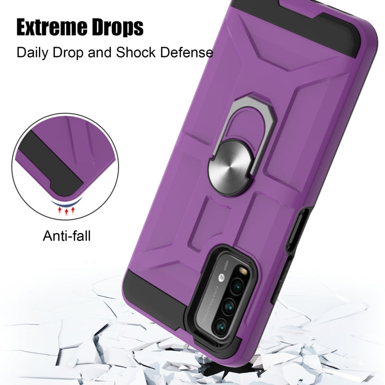 For Xiaomi Redmi 9 Power / Note 9 4G / Poco M3 War-god Armor TPU + PC Shockproof Magnetic Protective Case with Ring Holder