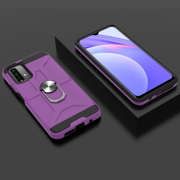 For Xiaomi Redmi 9 Power / Note 9 4G / Poco M3 War-god Armor TPU + PC Shockproof Magnetic Protective Case with Ring Holder