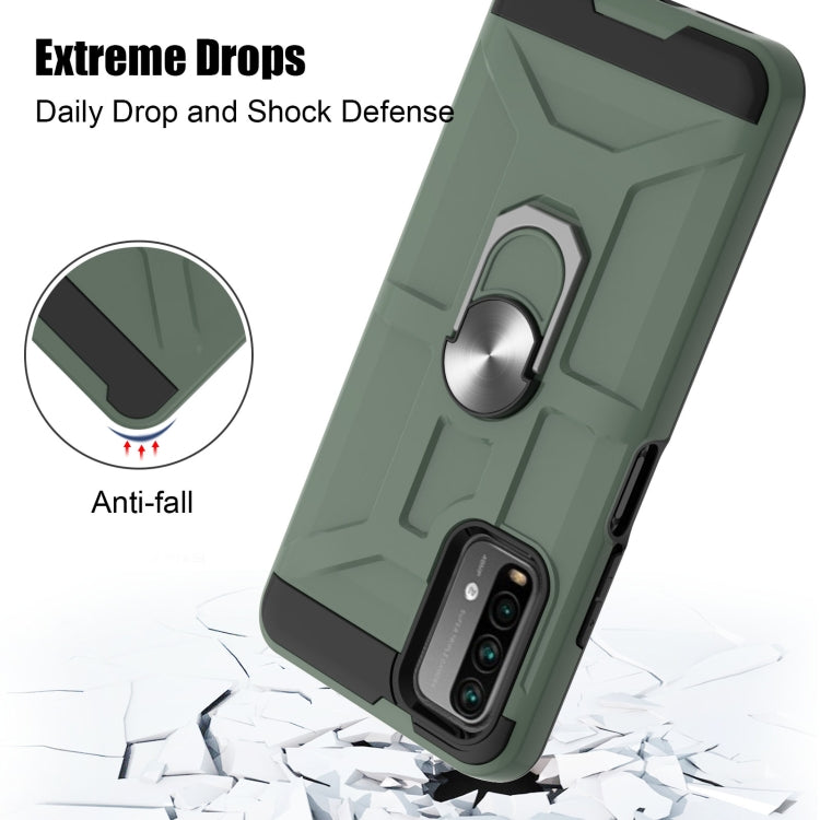 For Xiaomi Redmi 9 Power / Note 9 4G / Poco M3 War-god Armor TPU + PC Shockproof Magnetic Protective Case with Ring Holder