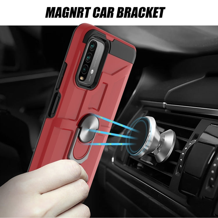 For Xiaomi Redmi 9 Power / Note 9 4G / Poco M3 War-god Armor TPU + PC Shockproof Magnetic Protective Case with Ring Holder