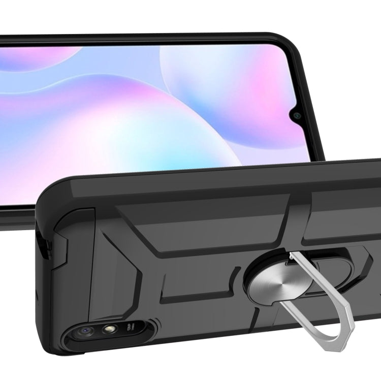 For Xiaomi Redmi 9A War-god Armor TPU + PC Shockproof Magnetic Protective Case with Ring Holder