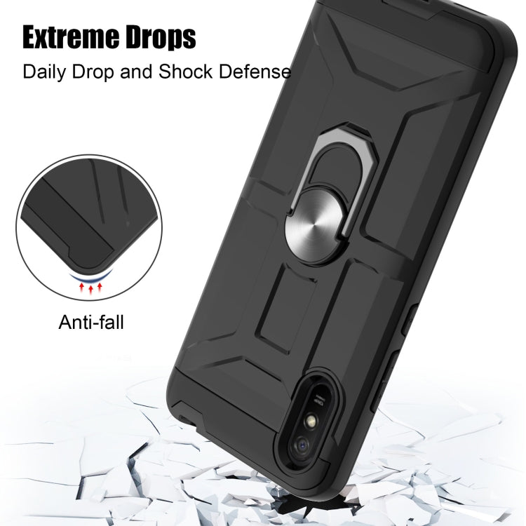 For Xiaomi Redmi 9A War-god Armor TPU + PC Shockproof Magnetic Protective Case with Ring Holder