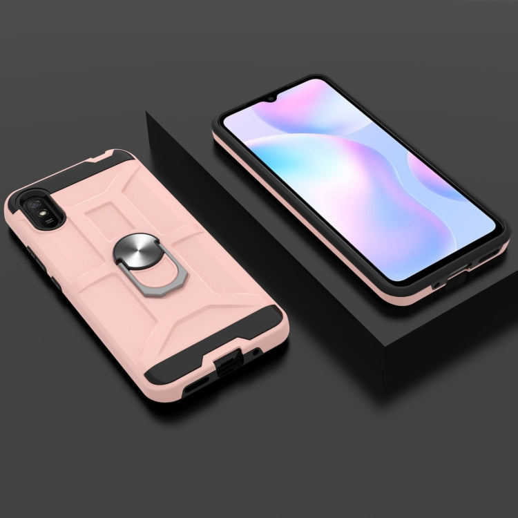 For Xiaomi Redmi 9A War-god Armor TPU + PC Shockproof Magnetic Protective Case with Ring Holder