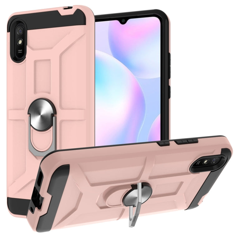 For Xiaomi Redmi 9A War-god Armor TPU + PC Shockproof Magnetic Protective Case with Ring Holder