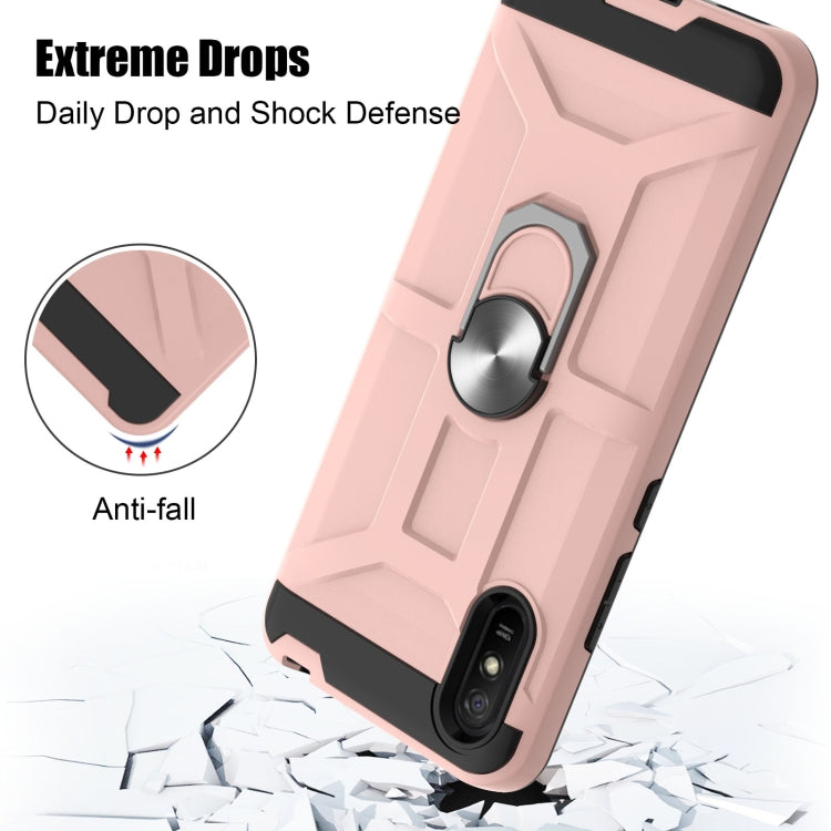 For Xiaomi Redmi 9A War-god Armor TPU + PC Shockproof Magnetic Protective Case with Ring Holder