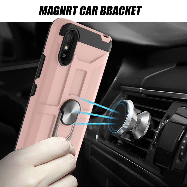 For Xiaomi Redmi 9A War-god Armor TPU + PC Shockproof Magnetic Protective Case with Ring Holder