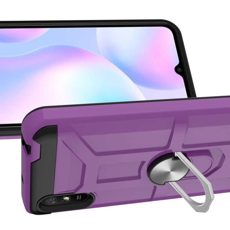 For Xiaomi Redmi 9A War-god Armor TPU + PC Shockproof Magnetic Protective Case with Ring Holder