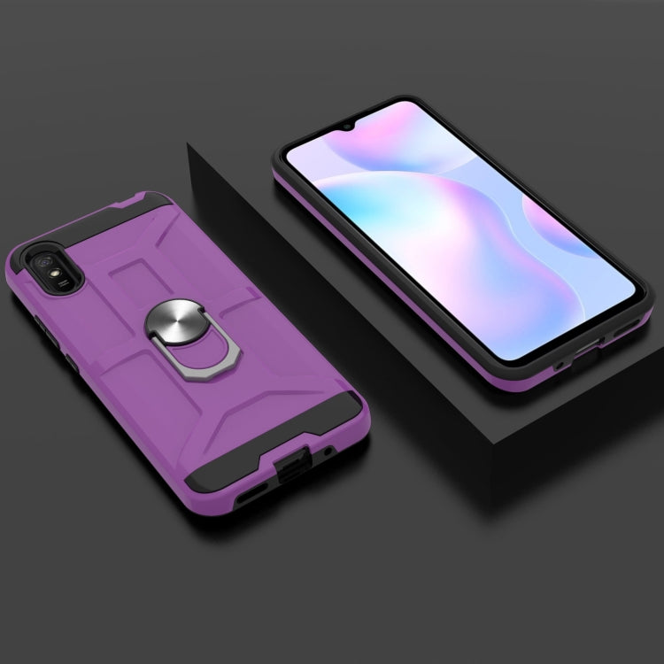 For Xiaomi Redmi 9A War-god Armor TPU + PC Shockproof Magnetic Protective Case with Ring Holder