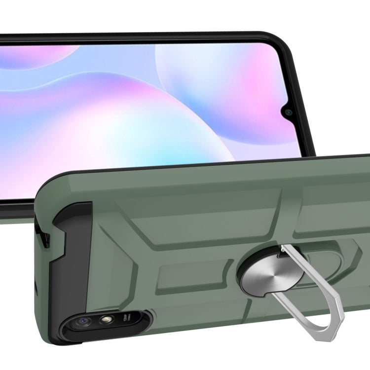 For Xiaomi Redmi 9A War-god Armor TPU + PC Shockproof Magnetic Protective Case with Ring Holder