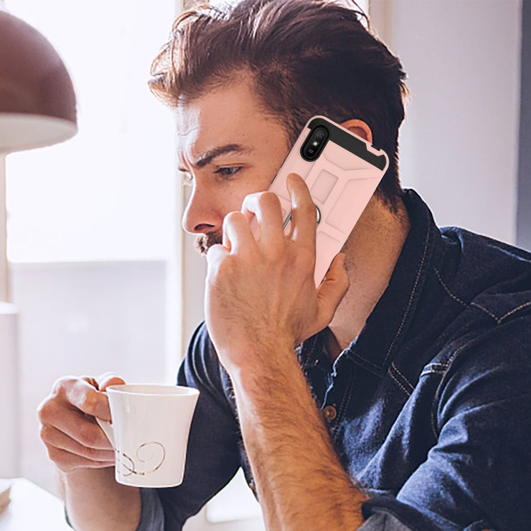 For Xiaomi Redmi 9A War-god Armor TPU + PC Shockproof Magnetic Protective Case with Ring Holder