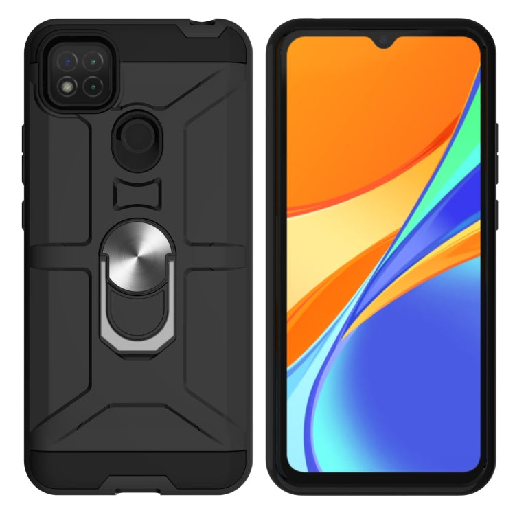 For Xiaomi Redmi 9C / Redmi 9 Indian Edition War-god Armor TPU + PC Shockproof Magnetic Protective Case with Ring Holder