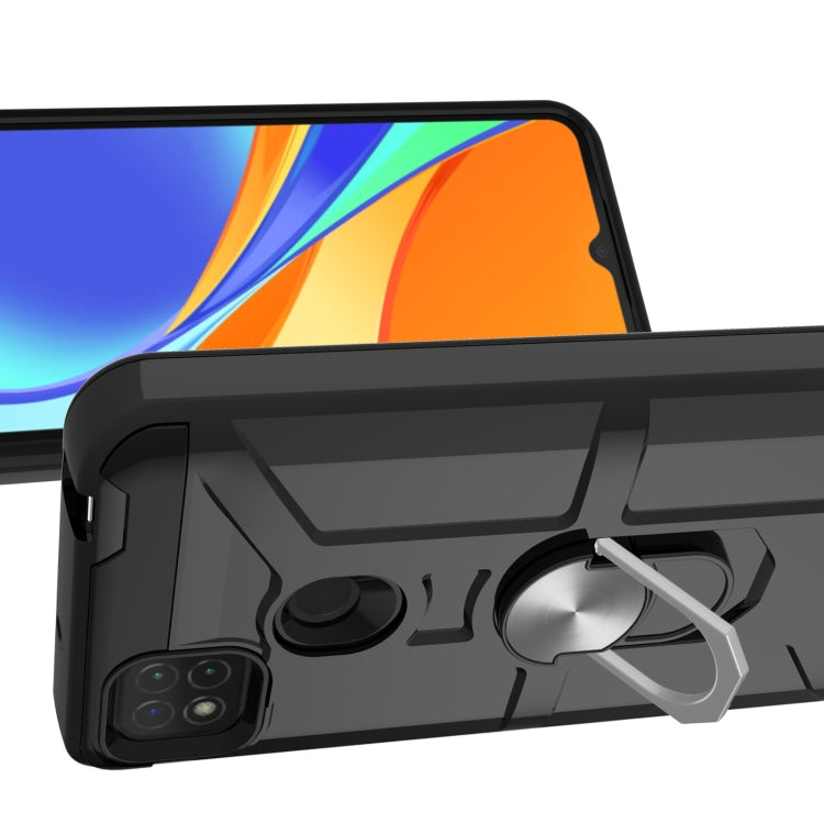 For Xiaomi Redmi 9C / Redmi 9 Indian Edition War-god Armor TPU + PC Shockproof Magnetic Protective Case with Ring Holder