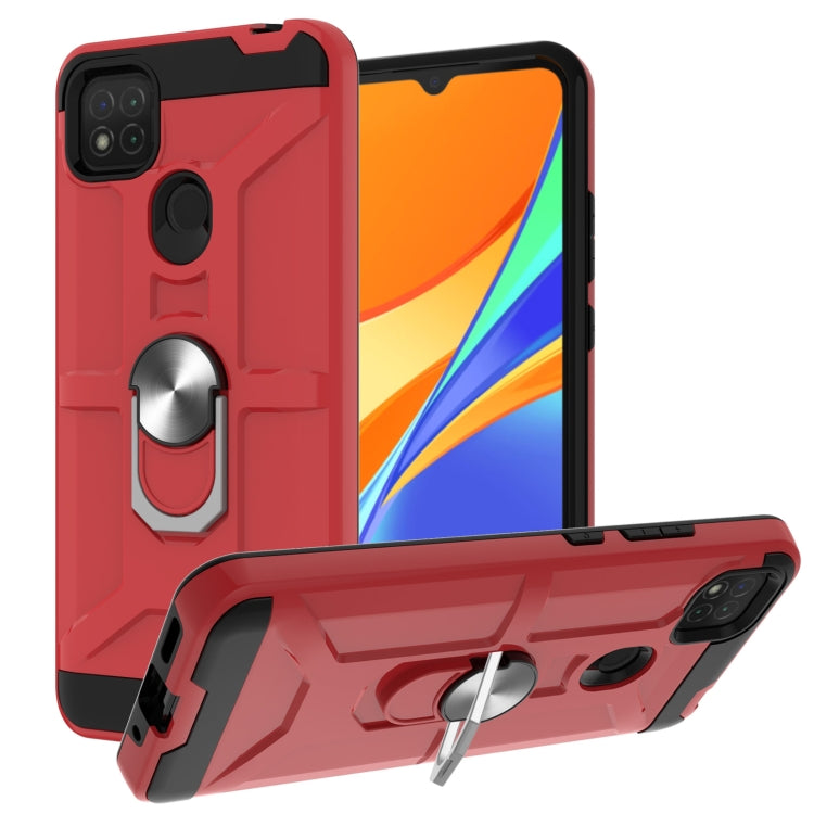 For Xiaomi Redmi 9C / Redmi 9 Indian Edition War-god Armor TPU + PC Shockproof Magnetic Protective Case with Ring Holder