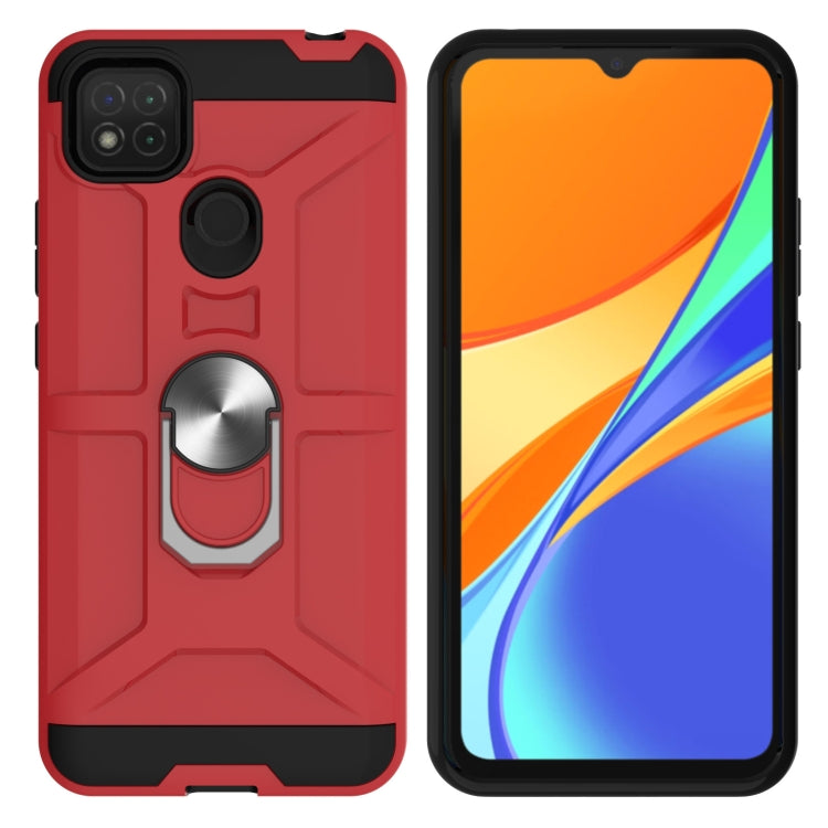 For Xiaomi Redmi 9C / Redmi 9 Indian Edition War-god Armor TPU + PC Shockproof Magnetic Protective Case with Ring Holder