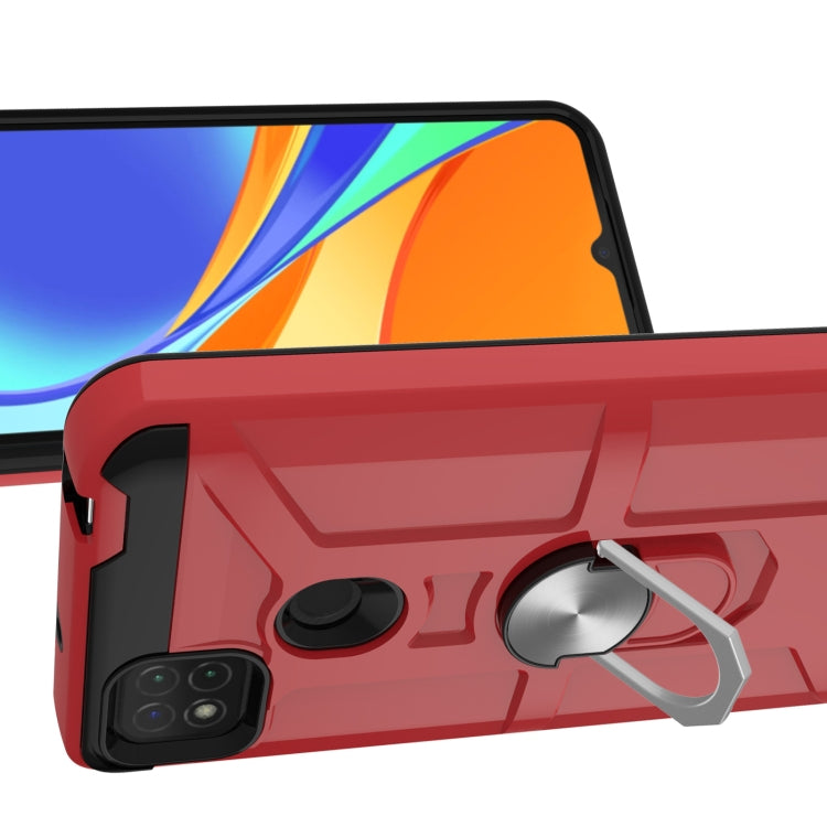 For Xiaomi Redmi 9C / Redmi 9 Indian Edition War-god Armor TPU + PC Shockproof Magnetic Protective Case with Ring Holder