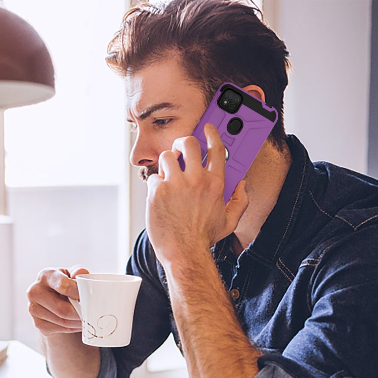 For Xiaomi Redmi 9C / Redmi 9 Indian Edition War-god Armor TPU + PC Shockproof Magnetic Protective Case with Ring Holder