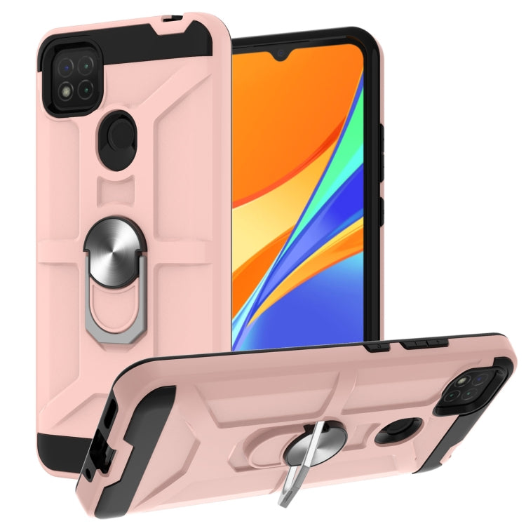 For Xiaomi Redmi 9C / Redmi 9 Indian Edition War-god Armor TPU + PC Shockproof Magnetic Protective Case with Ring Holder
