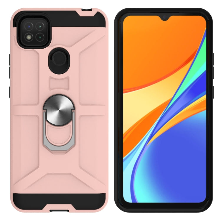 For Xiaomi Redmi 9C / Redmi 9 Indian Edition War-god Armor TPU + PC Shockproof Magnetic Protective Case with Ring Holder