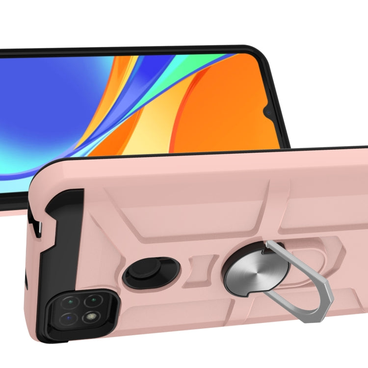 For Xiaomi Redmi 9C / Redmi 9 Indian Edition War-god Armor TPU + PC Shockproof Magnetic Protective Case with Ring Holder