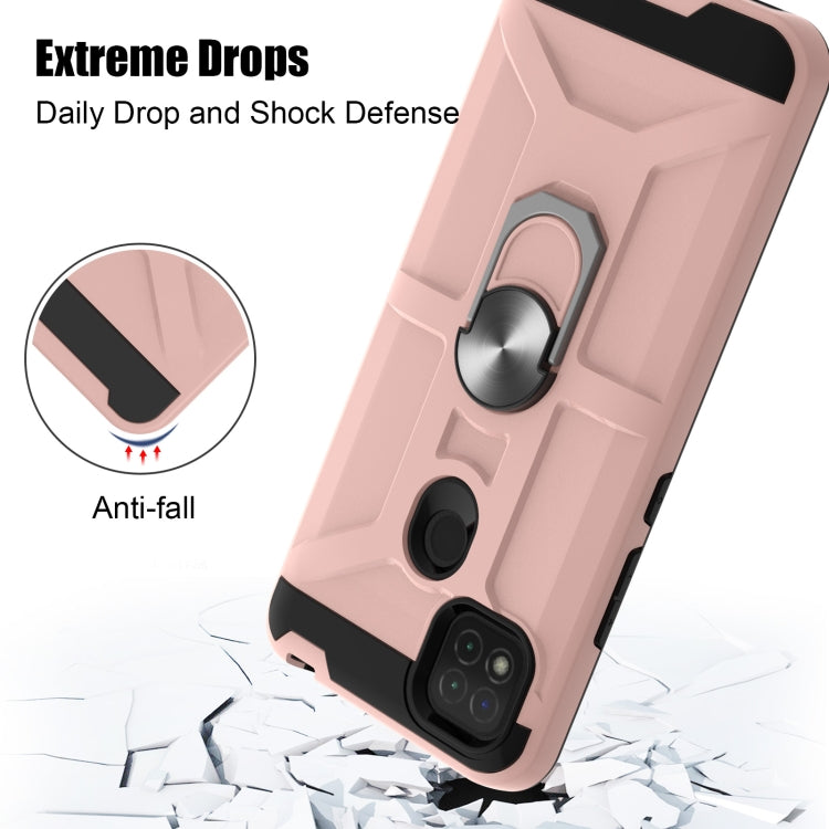 For Xiaomi Redmi 9C / Redmi 9 Indian Edition War-god Armor TPU + PC Shockproof Magnetic Protective Case with Ring Holder