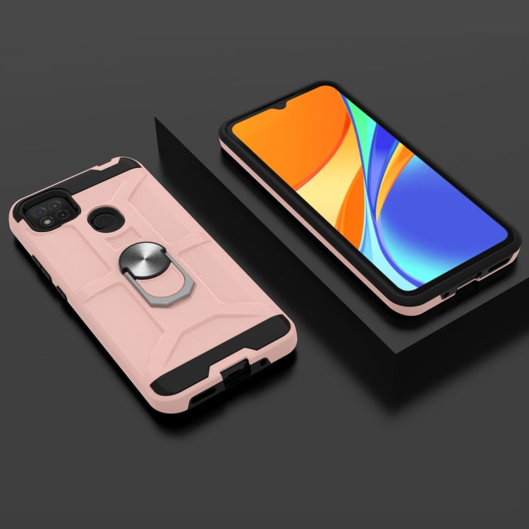 For Xiaomi Redmi 9C / Redmi 9 Indian Edition War-god Armor TPU + PC Shockproof Magnetic Protective Case with Ring Holder