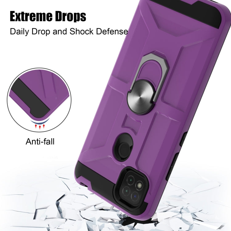 For Xiaomi Redmi 9C / Redmi 9 Indian Edition War-god Armor TPU + PC Shockproof Magnetic Protective Case with Ring Holder