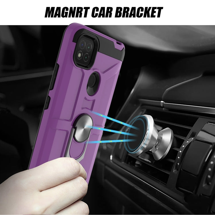 For Xiaomi Redmi 9C / Redmi 9 Indian Edition War-god Armor TPU + PC Shockproof Magnetic Protective Case with Ring Holder