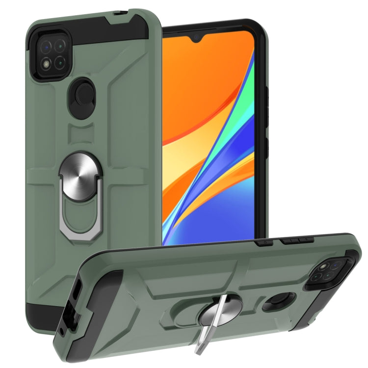 For Xiaomi Redmi 9C / Redmi 9 Indian Edition War-god Armor TPU + PC Shockproof Magnetic Protective Case with Ring Holder