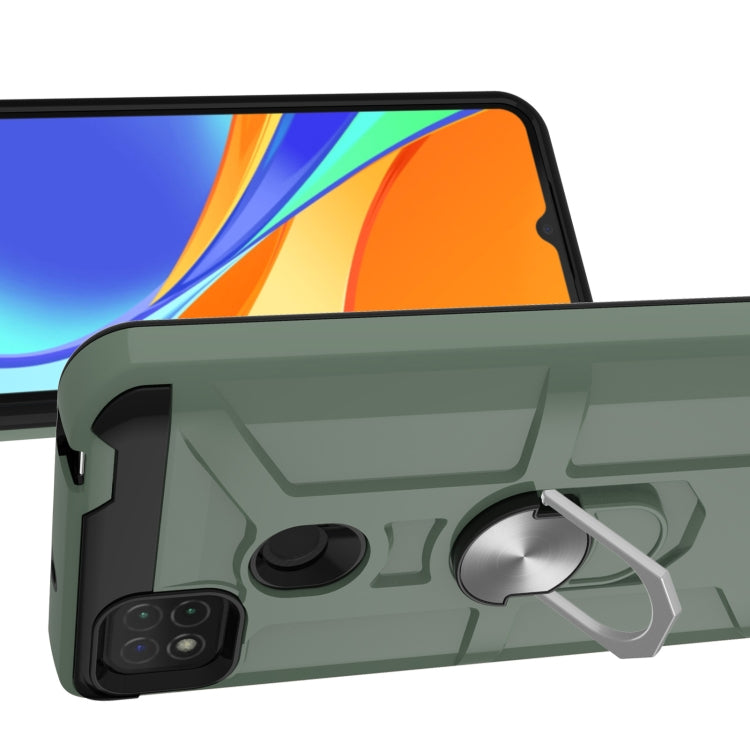 For Xiaomi Redmi 9C / Redmi 9 Indian Edition War-god Armor TPU + PC Shockproof Magnetic Protective Case with Ring Holder