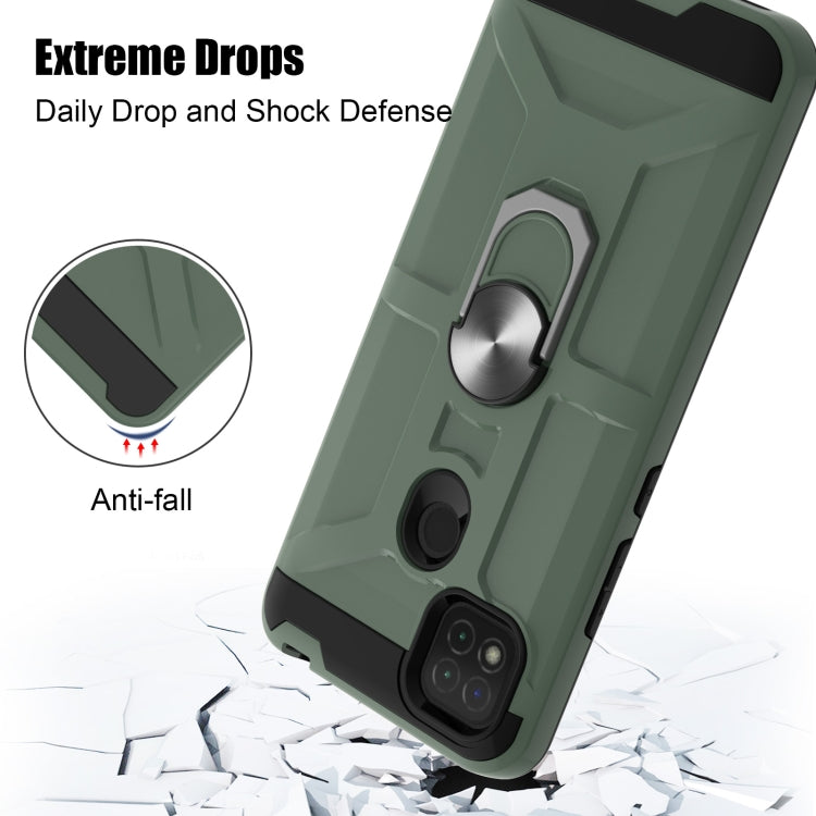 For Xiaomi Redmi 9C / Redmi 9 Indian Edition War-god Armor TPU + PC Shockproof Magnetic Protective Case with Ring Holder