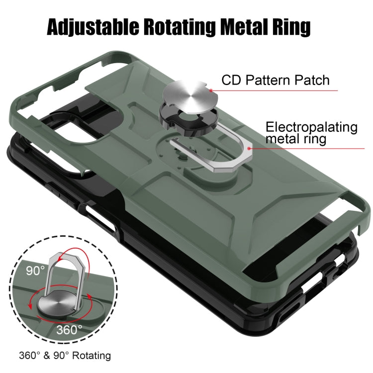 For Xiaomi Redmi Note 10 / Note 10S War-god Armor TPU + PC Shockproof Magnetic Protective Case with Ring Holder