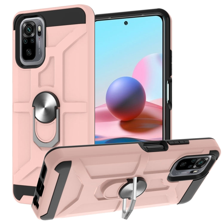 For Xiaomi Redmi Note 10 / Note 10S War-god Armor TPU + PC Shockproof Magnetic Protective Case with Ring Holder