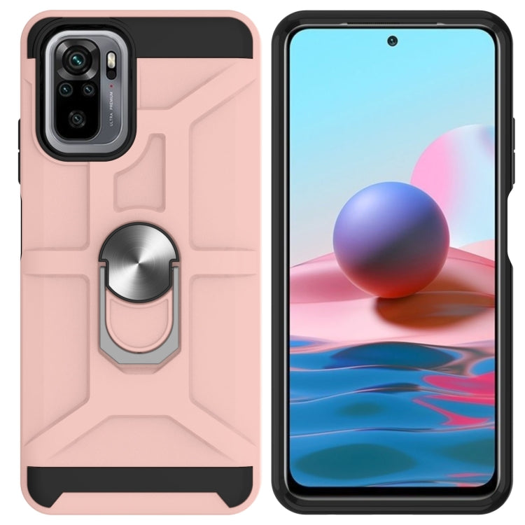 For Xiaomi Redmi Note 10 / Note 10S War-god Armor TPU + PC Shockproof Magnetic Protective Case with Ring Holder