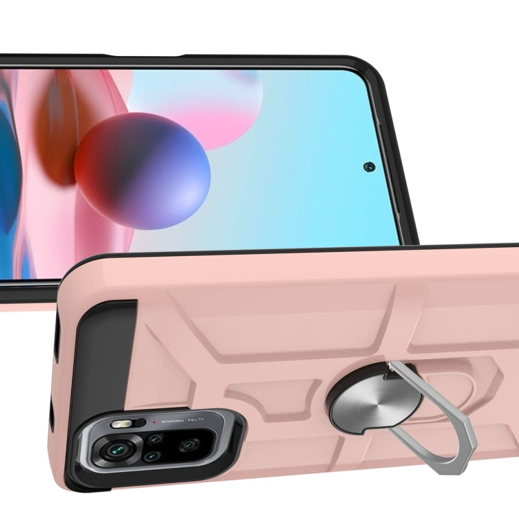 For Xiaomi Redmi Note 10 / Note 10S War-god Armor TPU + PC Shockproof Magnetic Protective Case with Ring Holder