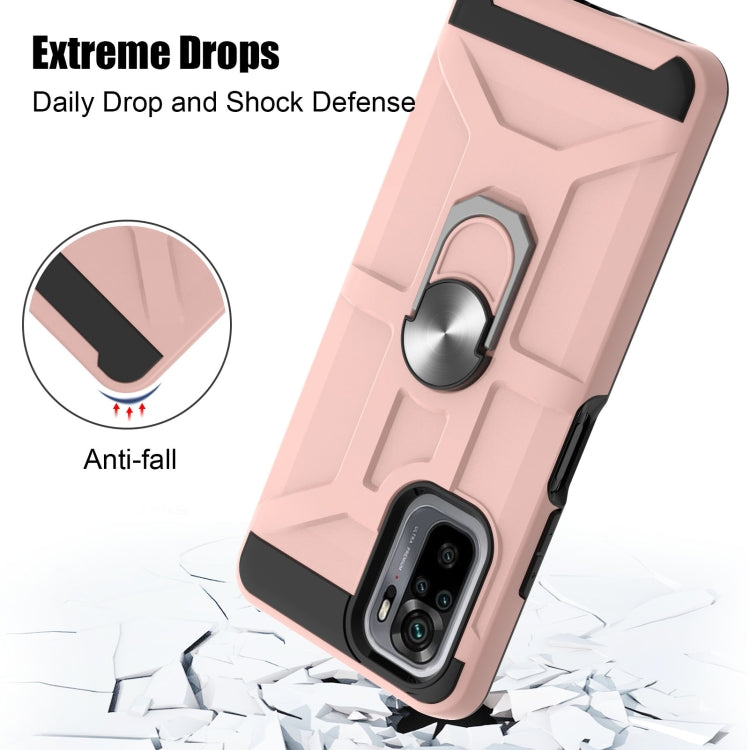 For Xiaomi Redmi Note 10 / Note 10S War-god Armor TPU + PC Shockproof Magnetic Protective Case with Ring Holder