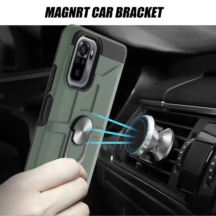 For Xiaomi Redmi Note 10 / Note 10S War-god Armor TPU + PC Shockproof Magnetic Protective Case with Ring Holder