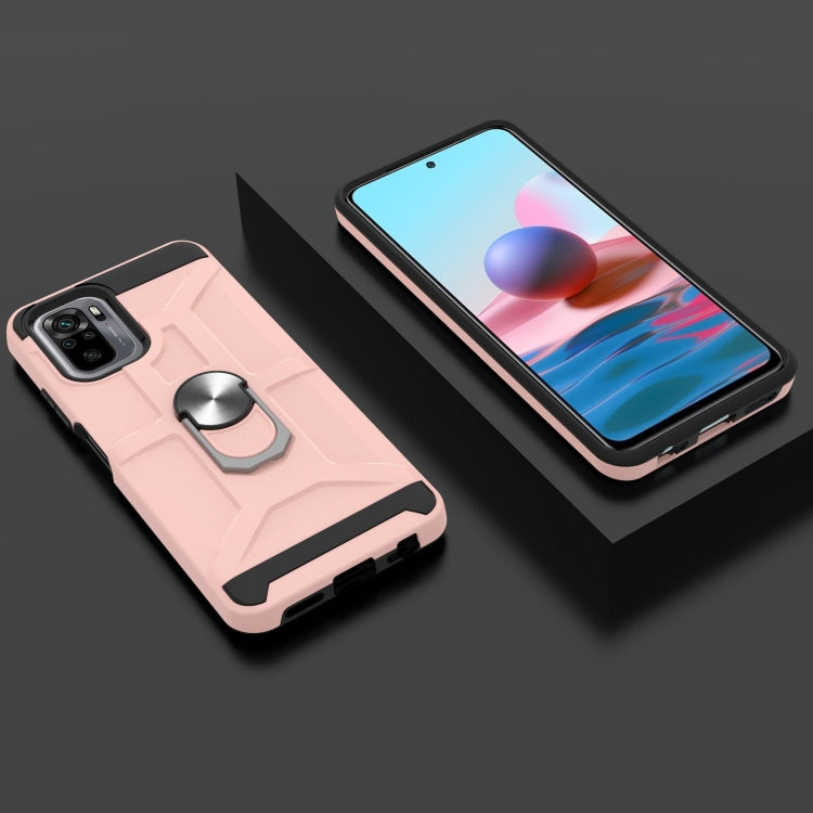 For Xiaomi Redmi Note 10 / Note 10S War-god Armor TPU + PC Shockproof Magnetic Protective Case with Ring Holder