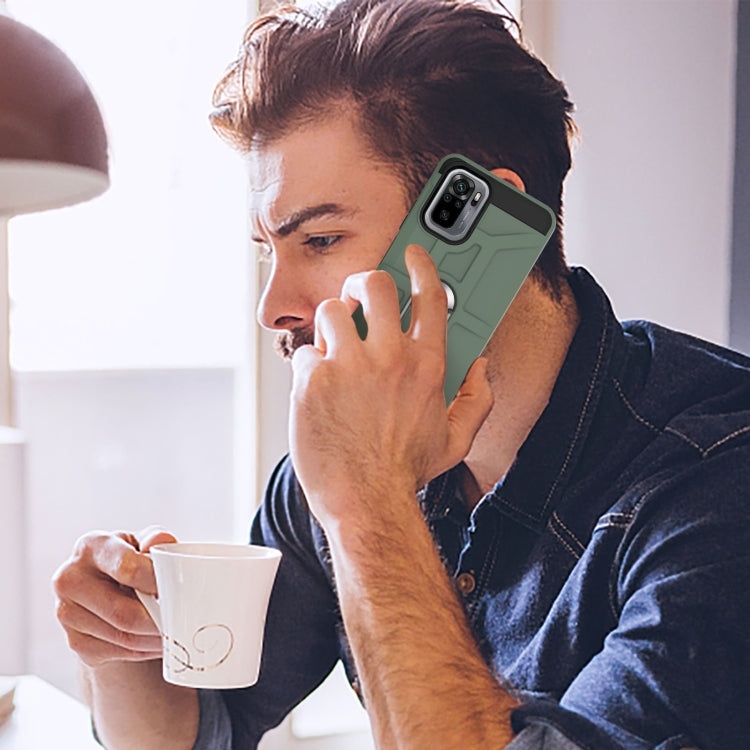 For Xiaomi Redmi Note 10 / Note 10S War-god Armor TPU + PC Shockproof Magnetic Protective Case with Ring Holder