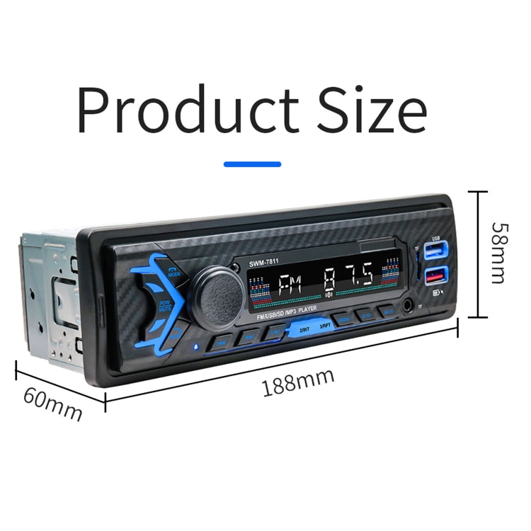 SWM-7811 Car 12V Bluetooth MP3 Player Support FM & TF Card & Voice Assistant with Steering Wheel Remote Control